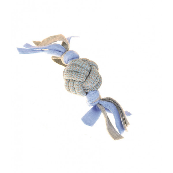 HAPPY PET  little rascals fleecy rope ball tugger blue Παιχνίδι για μικρόσωμους σκύλους